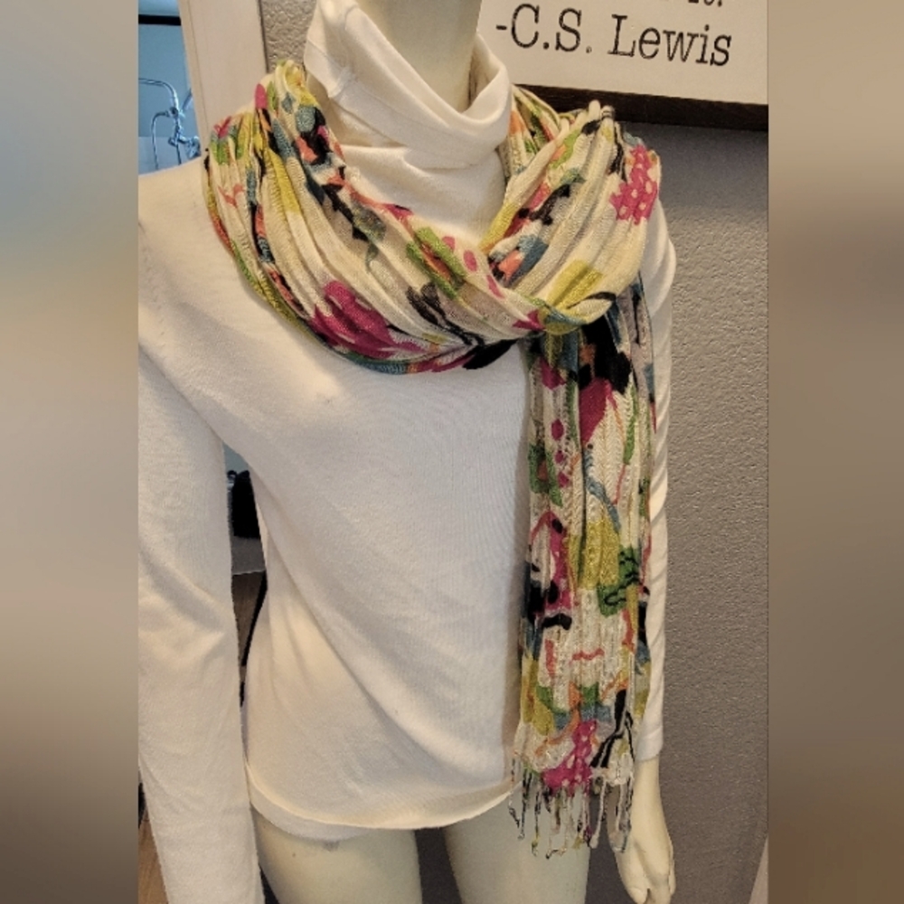 Brazen Colorful Linen/Rayon Fringed Scarf Girl Power Embrace Diversity‎